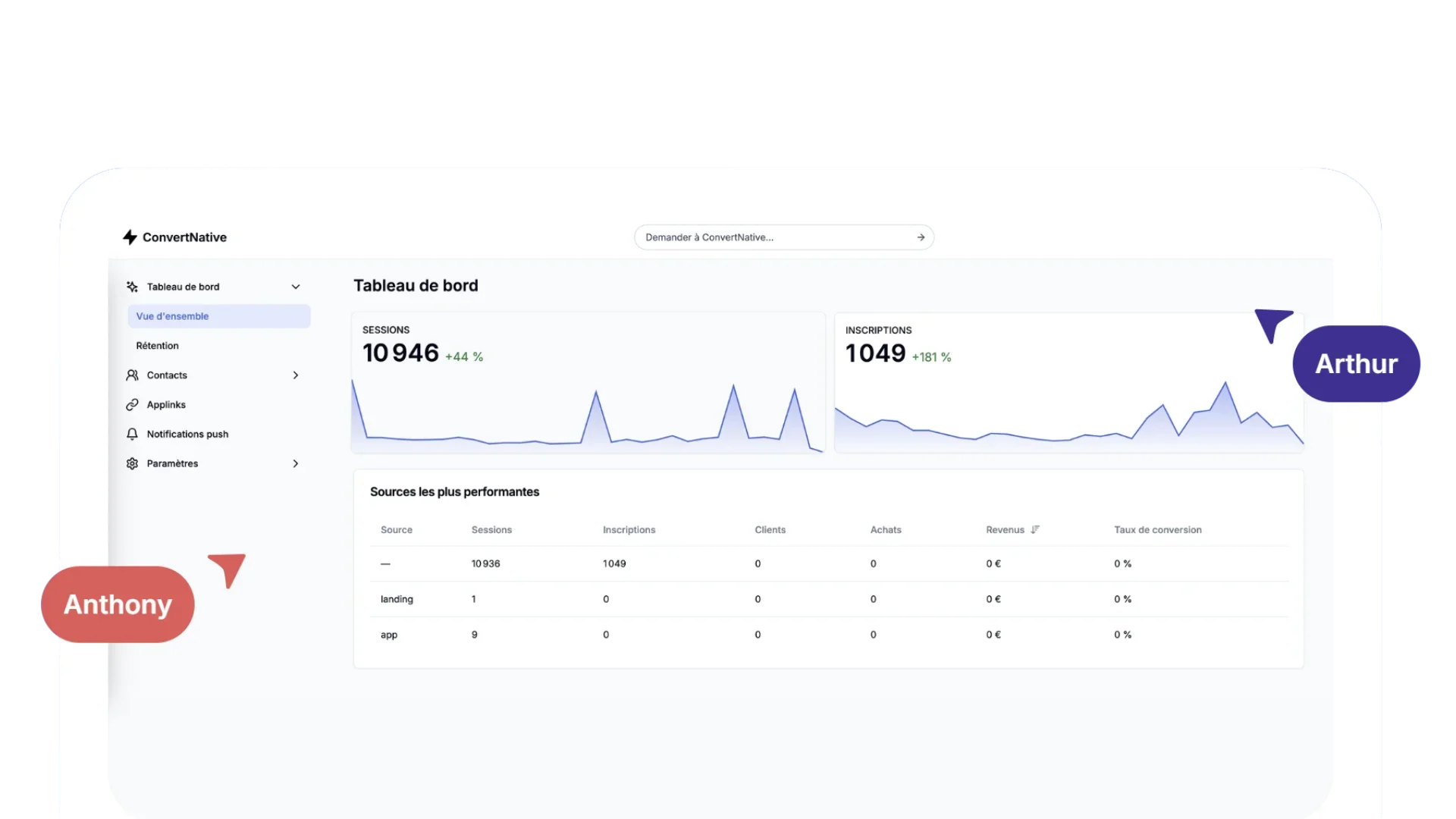 Dashboard ConvertNative